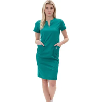 Zdravotnický oděv Perlička® Zdravotnické šaty Mia Úplet® Tmavězelená Barva: TmavěZelená, Velikost: XXL