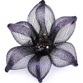 Brož Brož kovová s broušenými kamínky Ø7,5 cm Varianta: 2 fialová temná, Balení: 1 ks