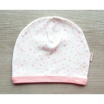 Kojenecké oblečení AMÁLKA Bavlněná čepička saporka, malé srdíčka Velikost: 62-68