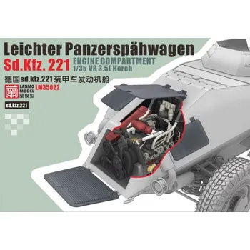 Plastikový model LANMO Model 1/35 Leichter Panzerspähwagen Sd.Kfz.221 engine compartment V8 3,5l Horch