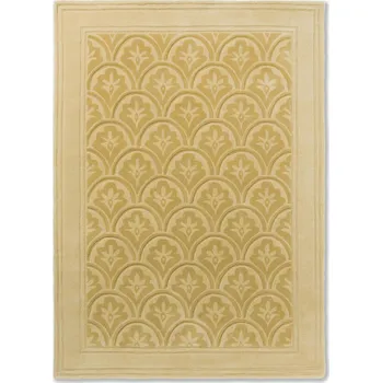 Koberec Vlněný koberec do obýváku klasický Catarina Gold 140x200 cm ručně tkaný zlatý Laura Ashley