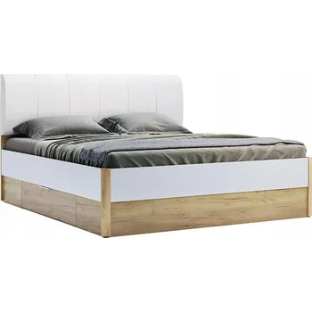 Postel Postel do ložnice Tissa 180x200 bílá moderní s čelem a zásuvkami