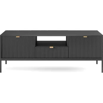 Televizní stolek TV stolek Delicious černý rýhovaný glamour do obýváku na vysokých nohách 154 cm