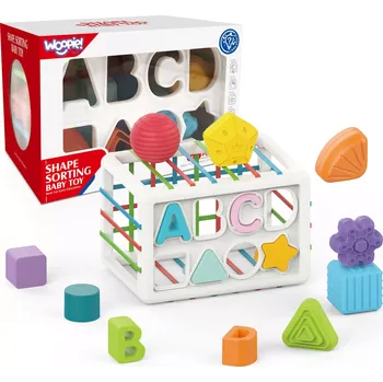 WOOPIE elastická senzorická kostka – vkládačka tvarů a písmen, 15 dílů