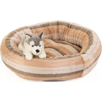 Pelíšek pro psa Donut hebký pelíšek Barva: fleece proužky béžové a hnědé