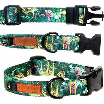 Obojek pro psa OBROŽA pro středního psa teriéra 34-40 cm M 20 mm Ukory ZELENÁ s potiskem