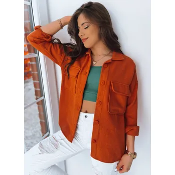 Dámská casual bunda Oranžová košilová bunda SUNSET TY3510 Velikost: L