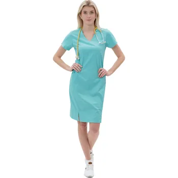 Zdravotnický oděv Perlička® Zdravotnické šaty Ivka SATTÉ Světlý Tyrkys Barva: Světlý Tyrkys, Velikost: 36