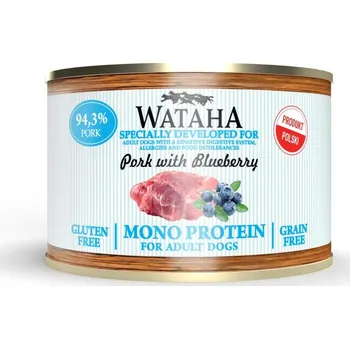Krmivo pro psa WATAHA MONOPROTEINOVÁ KONZERVA KRMIVO PRO PSA 94,5 % VEPŘOVÉ S BRUSINKAMI 185 g