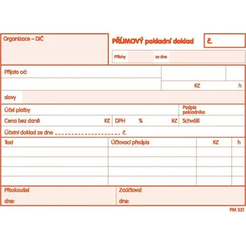 Tiskopis Přijmový pokladní doklad pro podvoj úč. PaM 332