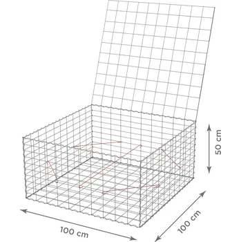 gabiony TOPSTONE Gabionový koš bez víka: 100 x 100 x 50 cm - oko sítě 10x10cm