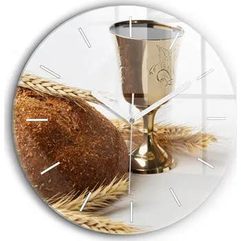 Hodiny Tiché nástěnné hodiny Minimalistické Chléb a víno Svaté Přijímání průměr 60 cm