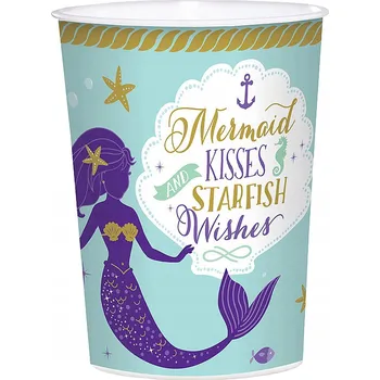 Plastový šálek Amscan Siréna 473 ml modrý