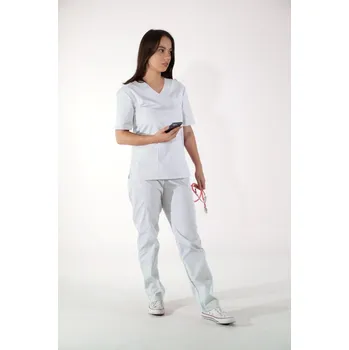 Zdravotnický oděv Perlička® Zdravotnícky set Bílá Velikost košile: 44, Velikost kalhot: 56