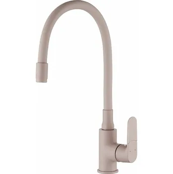 Vodovodní baterie Invena Jóga, stojánková dřezová baterie s flexibilním ramenem, béžová, BZ-32-P03-C