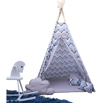 Hra na zahradu Dětský stan BabyTýpka teepee Cikcak blue grey