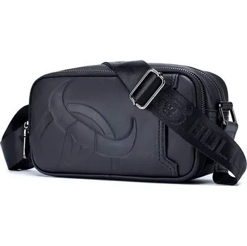 Bullcaptain pánská kožená messenger taška Zozime Černá BULLCAPTAIN 97k-cube