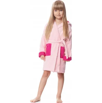 Dětská móda Dětský župan bavlněný Froté s kapuce a kapsami, růžový, velikost 110-116