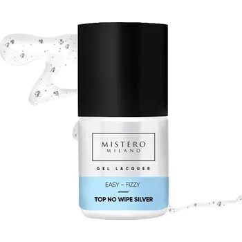 Lak na nehty Mistero Milano - Top coat - EASY-FIZZY SILVER TOP NO WIPE 12ml
