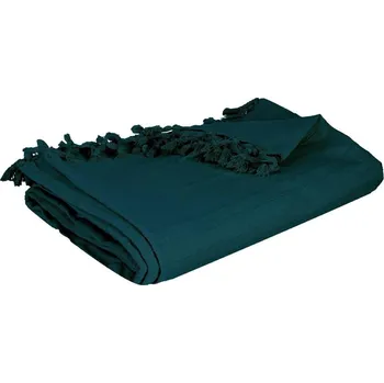 Přehoz na lůžko Bavlněný přehoz na postel Vintage Atmosphera s třásněmi 160x220 tyrkysový