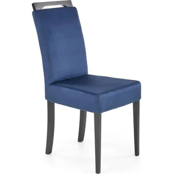 Jídelní židle Čalouněná sametová židle Alabama modrá do jídelny a obýváku na černých nohách