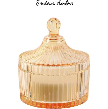 Svíčka Vonná svíčka Ambre z broušeného skla L žlutá dekorativní dárková Intesi