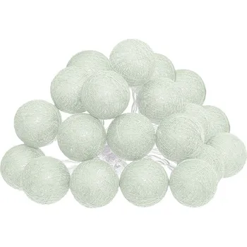 Bytová dekorace Atmosphera Girlanda bavlněné koule 20 LED lampiček seledynová
