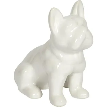 Dekorativní figurka francouzského buldočka Intesi bílá keramická do obýváku nebo jako dárek