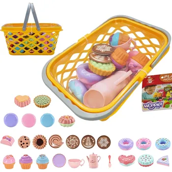 Nákupní košík Woopie nákupní košík s čajovým setem a sladkostmi 26 ks