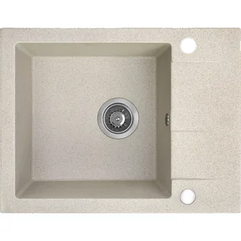 Granitový dřez Kuchinox Shire, 1-komorový granitový dřez s krátkým odkapávačem 570x440x185 mm, béžová, LAV-SBS_413Y