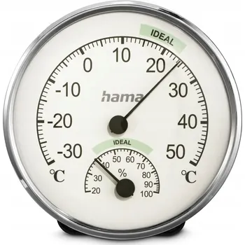 Domácí teploměr Hama Chios, analogový teploměr/vlhkoměr, stříbrný/bílý