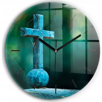 Hodiny Moderní Nástěnné Hodiny na Zeď Náboženské Starý kamenný kříž průměr 30 cm