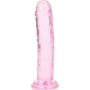 Anální kolík Gelové dildo RealRock Crystal Clear Realistic 6″ růžové, dildo s přísavkou 15,5 x 2,8 cm