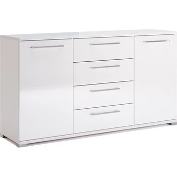 Komoda Komoda Flory bílý lesk 150 cm se zásuvkami moderní do obýváku Intesi