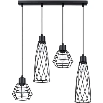 Industriální závěsné svítidlo SUBA 4L černé do obýváku a jídelny kovové 120 cm