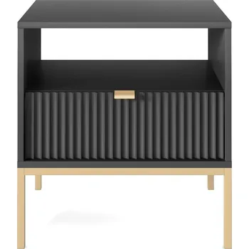 Noční stolek Noční stolek Delicious Intesi 54 cm černý s kovovými zlatými nohami v glamour stylu