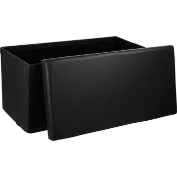 Taburet Skládací černý taburet Atmosphera s úložným prostorem do obýváku moderní obdélníkový 76 cm