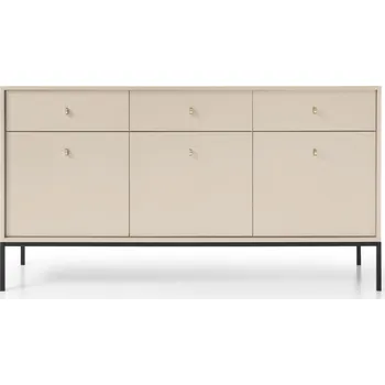Komoda Moderní béžová komoda Evora se zásuvkami na vysokých nohách 154 cm do obýváku Intesi