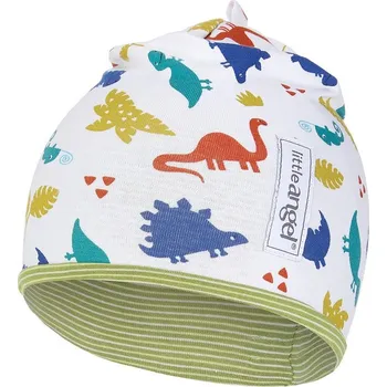 Čepice Little Angel Čepice podšitá Outlast® - doprodej Velikost: 3 | 42-44 cm, Vzor: bílá-dino/pruh zelený matcha