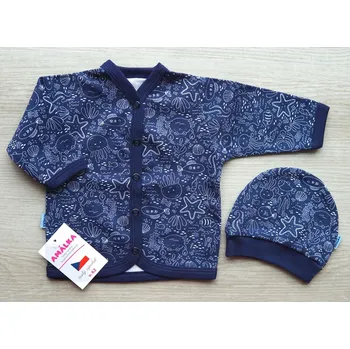 Kojenecká bunda AMÁLKA Bavlněný kabátek s čepičkou, mořský svět Velikost: 62