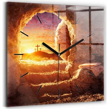 Hodiny Moderní Nástěnné Hodiny s Náboženským Motivem - Hrob Ježíše Krista 30x30 cm