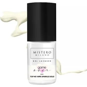 Lak na nehty Mistero Milano - Top coat - GAME OVER! TOP NO WIPE SPARKLE GOLD 7ml
