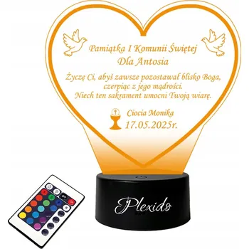 Dekorativní svítidlo LAMPA na SKLE Plexido Památka na První Svaté Přijímání LED RGB + DÁLKOVÝ OVLADAČ 16 BAREV