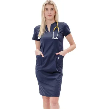 Zdravotnický oděv Perlička® Zdravotnické šaty Mia Úplet® Tmavěmodrá Barva: Tmavěmodrá, Velikost: XL