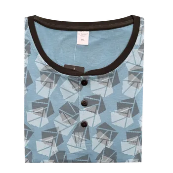 Pánské pyžamo C-Lemon Pánské bavlněné pyžamo s dlouhým rukávem - Clemon.AHT1 (Mix dezénů) Barva: Světle modrá, Velikost: 5XL