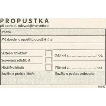 Tiskopis Propustka PaM 82