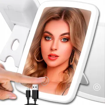 Zrcadlo LED kosmetické zrcátko s podsvícením, 3 režimy svícení, typ C, nastavitelný úhel