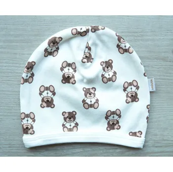 Kojenecké oblečení AMÁLKA Bavlněná čepička saporka, hnědí medvídci Velikost: 56-62