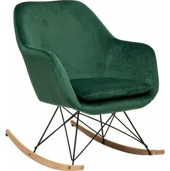 Křeslo Zelené sametové houpací křeslo Olmeto do obýváku glamour s područkami