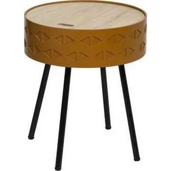 Konferenční stolek Konferenční stolek Shiro kulatý dřevěný s výklopnou deskou a úložným prostorem moderní oranžový do obýváku